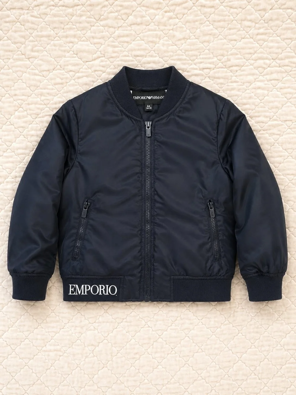 Emporio Armani Boys Navy Puffer Bomber Jacket - Picture 1 of 7